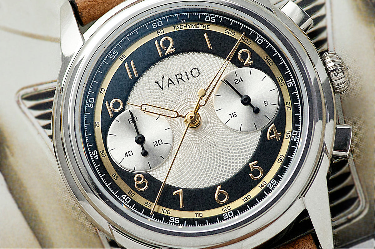 Vario Empire White Tuxedo Gold Tachymètre MecaQuartz Chronograph