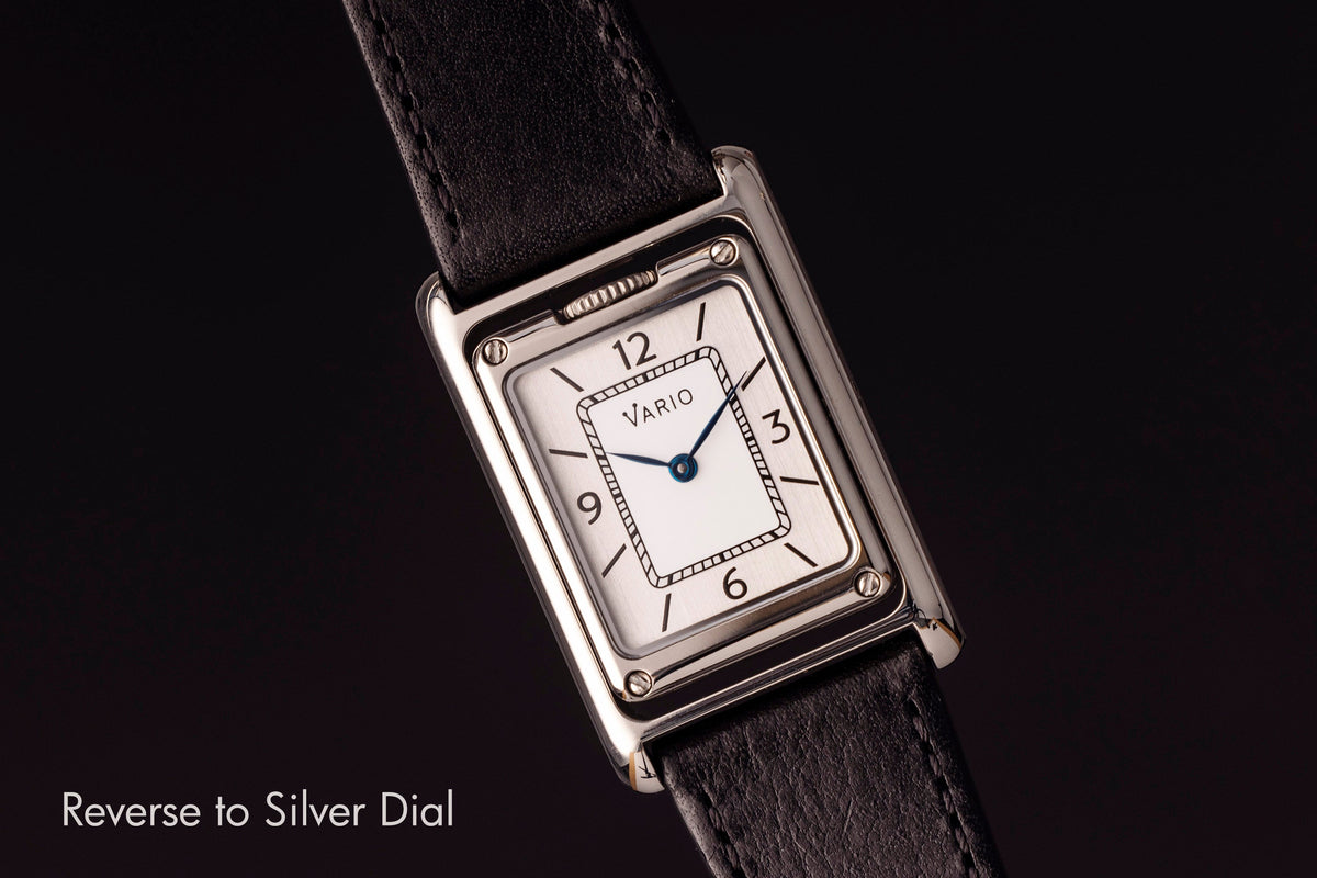 Vario VERSA Reversible Dual Time Silver-Black Enamel