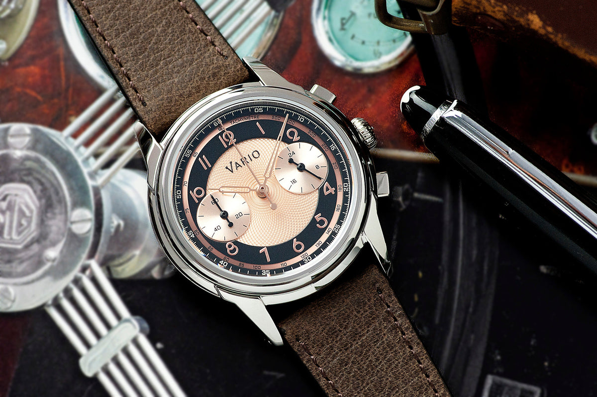 Vario Empire Salmon Tuxedo Tachymètre MecaQuartz Chronograph