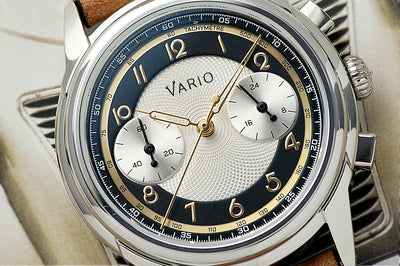 Vario Empire White Tuxedo Gold Tachymètre MecaQuartz Chronograph