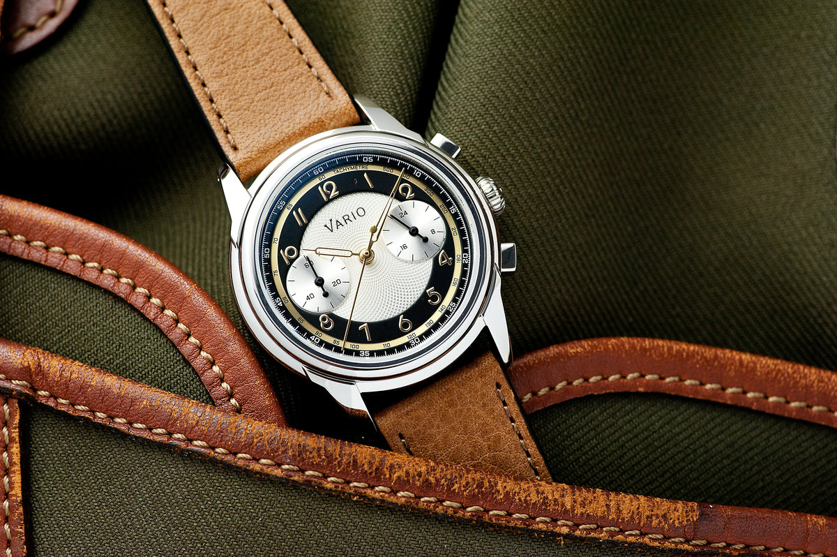 Vario Empire White Tuxedo Gold Tachymètre MecaQuartz Chronograph