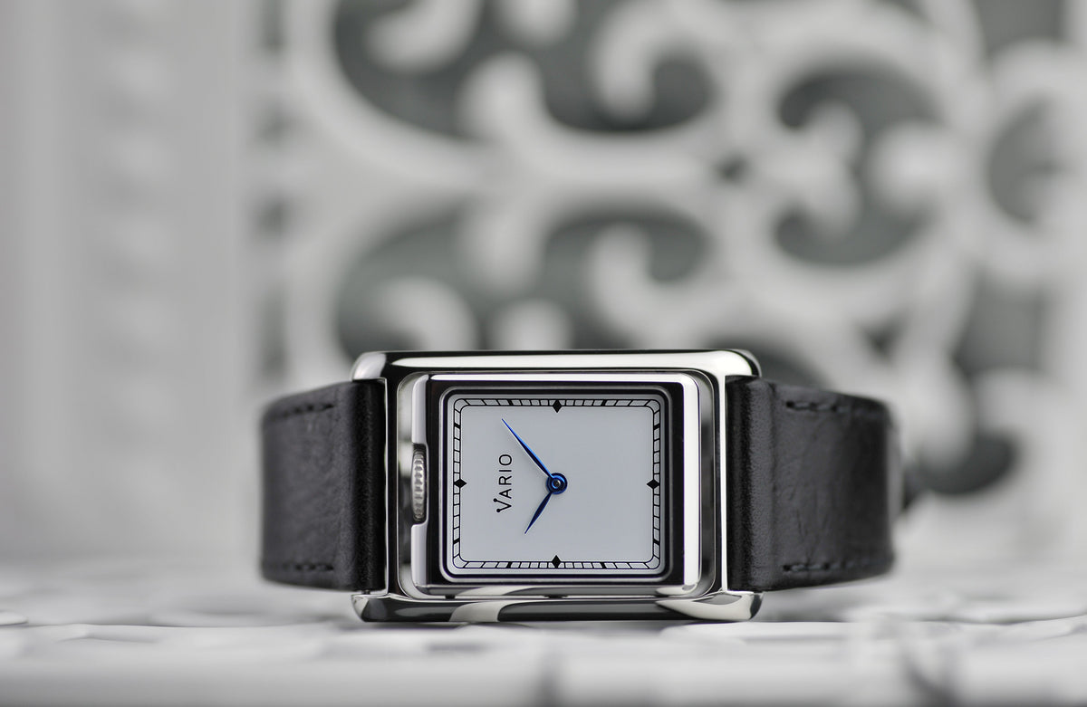 Vario VERSA Reversible Dual Time Gunmetal-White Enamel Quartz