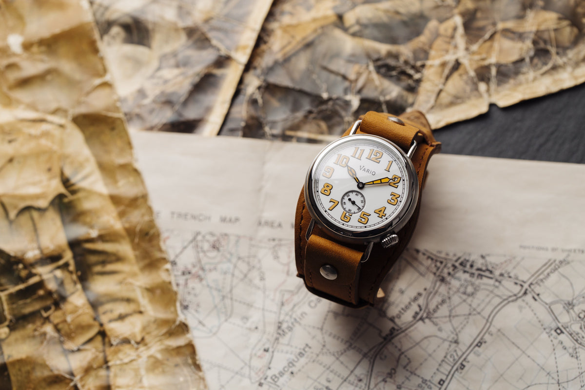 Vario 1918 Trench White Dial Orange Lume