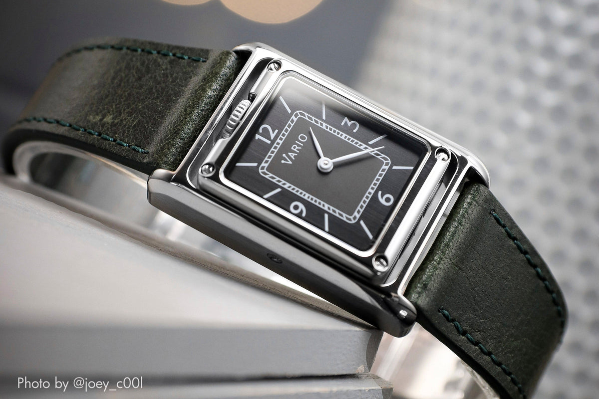 Vario VERSA Reversible Dual Time Gunmetal-White Enamel Quartz