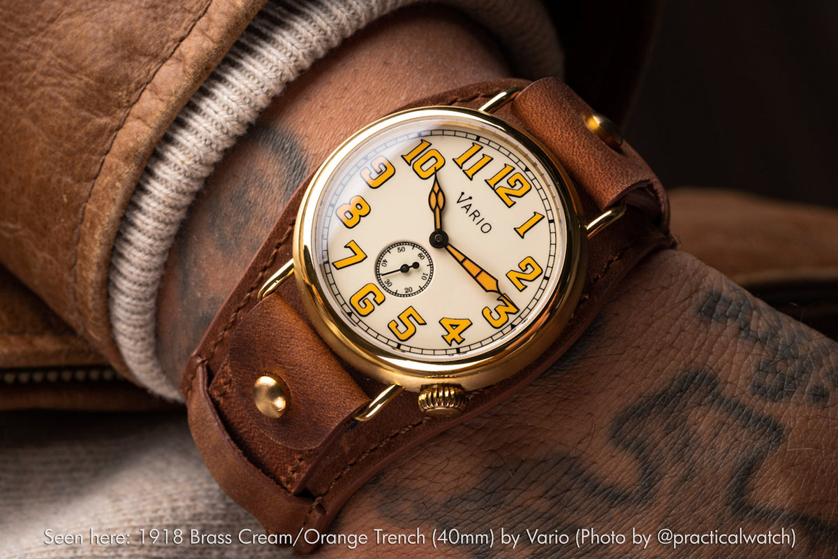 Vario 1918 Trench Brass Cream Dial Orange Lume