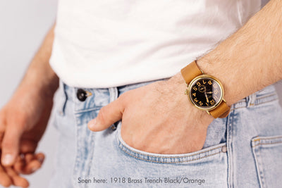 Vario 1918 Trench Brass White Dial Orange Lume